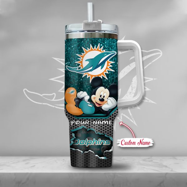 Miami Dolphins NFL Custom Stanley Quencher 30oz-40oz Stainless Steel Tumbler Hot And Cold Tumbler - Image 2