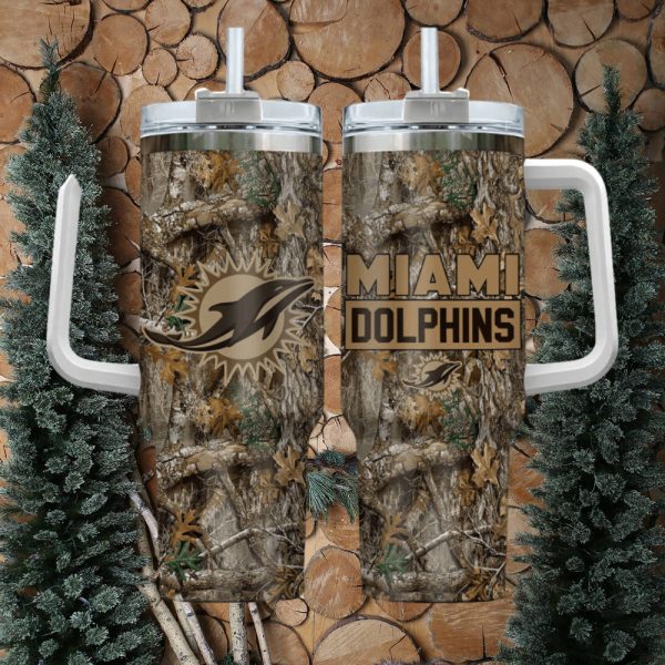 Miami Dolphins NFL Custom Stanley Quencher 30oz-40oz Stainless Steel Tumbler Hot And Cold Tumbler - Image 2