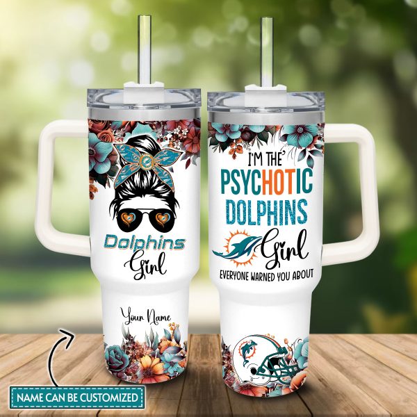 Miami Dolphins NFL Custom Stanley Quencher 30oz-40oz Stainless Steel Tumbler