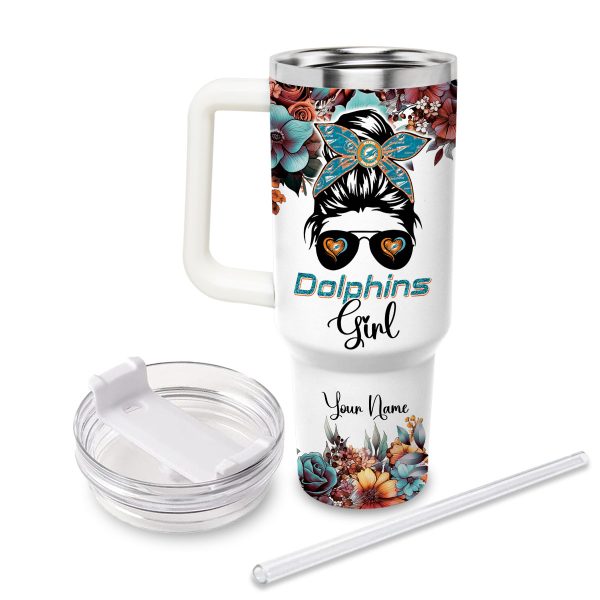 Miami Dolphins NFL Custom Stanley Quencher 30oz-40oz Stainless Steel Tumbler - Image 2