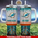 Miami Dolphins Glitter NFL Custom Stanley Quencher 30oz-40oz Stainless Steel Tumbler Hot And Cold Tumbler