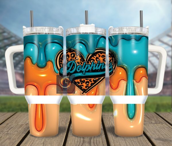 Miami Dolphins NFL Custom Stanley Quencher 30oz-40oz Stainless Steel Tumbler Hot And Cold Tumbler