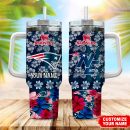 New England Patriots NFL Tropical Floral Custom Stanley Quencher 30oz-40oz Stainless Steel