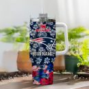 New England Patriots NFL Tropical Floral Custom Stanley Quencher 30oz-40oz Stainless Steel