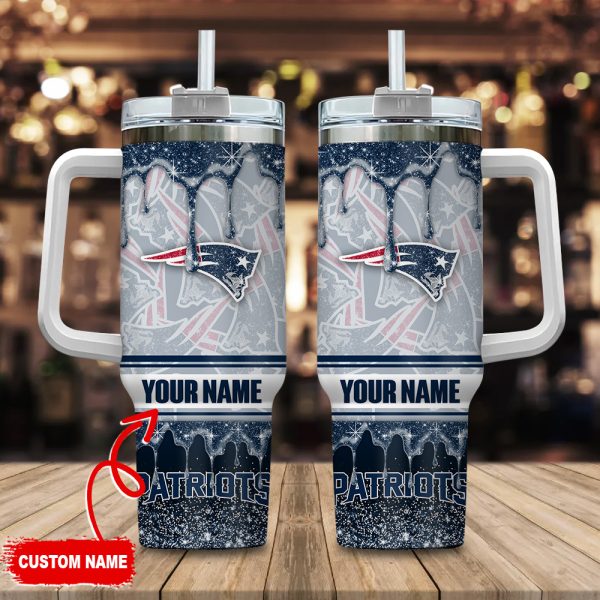 New England Patriots NFL Glitter Custom Stanley Quencher 30oz-40oz Stainless Steel Tumbler Hot And Cold Tumbler