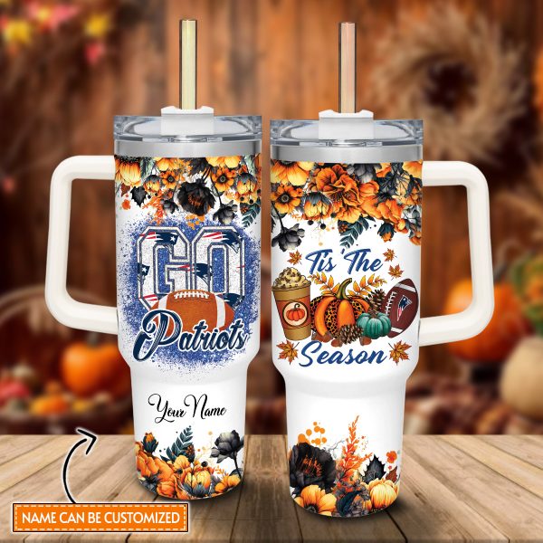 New England Patriots NFL Custom Stanley Quencher 30oz-40oz Stainless Steel Tumbler Hot And Cold Tumbler