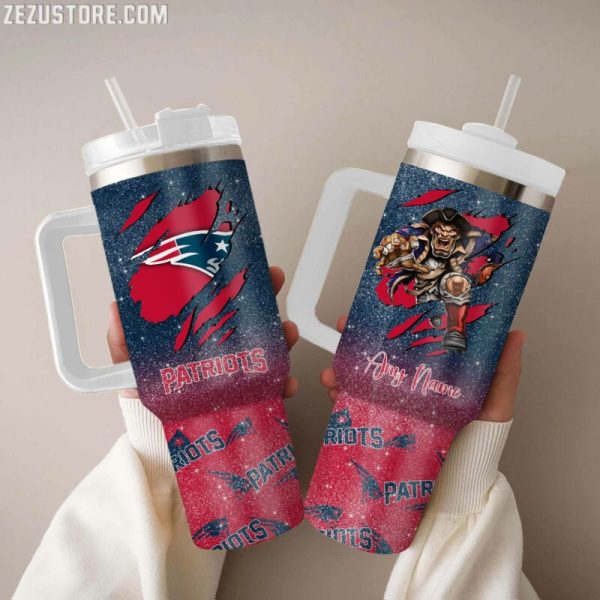 New England Patriots NFL Custom Stanley Quencher 30oz-40oz Stainless Steel Tumbler Hot And Cold Tumbler
