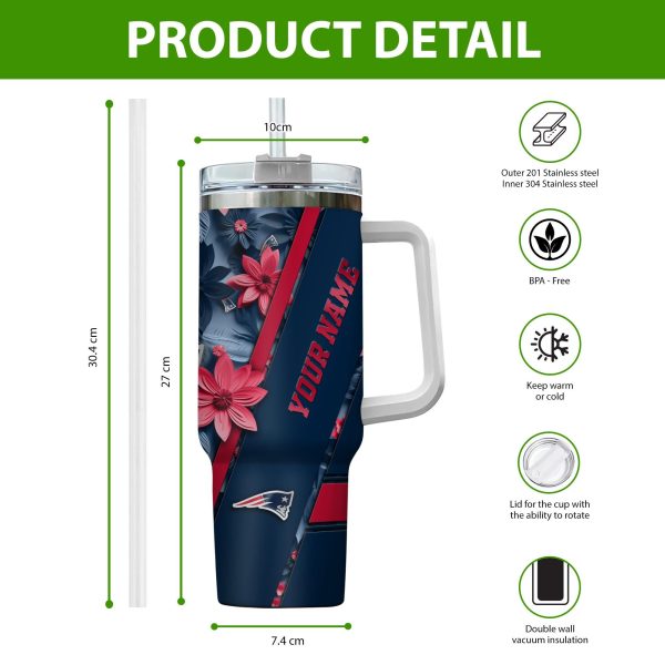 New England Patriots NFL Custom Stanley Quencher 30oz-40oz Stainless Steel Tumbler Hot And Cold Tumbler - Image 2