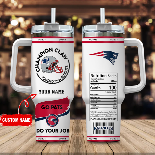 New England Patriots NFL Champion Claw Custom Stanley Quencher 30oz-40oz Stainless Steel Tumbler Hot And Cold Tumbler
