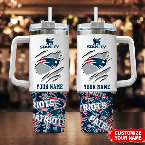 New England Patriots NFL Custom Stanley Quencher 30oz-40oz Stainless Steel Tumbler Hot And Cold Tumbler