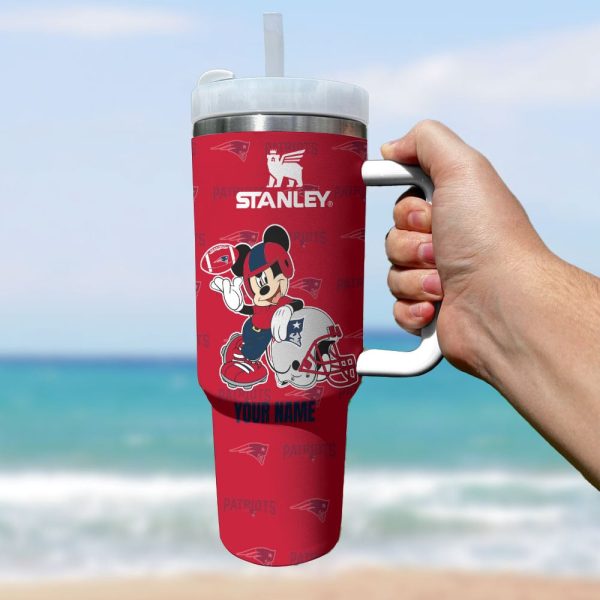 New England Patriots NFL Mickey Mouse Custom Stanley Quencher 30oz-40oz Stainless Steel Tumbler Hot And Cold Tumbler - Image 2