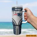 New England Patriots NFL Glitter Leopard Print Custom Stanley Quencher 30oz-40oz Stainless Steel Tumbler Hot And Cold Tumbler