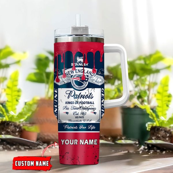 New England Patriots NFL Kings Of Football Custom Stanley Quencher 30oz-40oz Stainless Steel Tumbler Hot And Cold Tumbler - Image 2