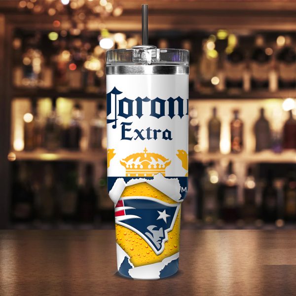New England Patriots NFL Corona Extra Custom Stanley Quencher 30oz-40oz Stainless Steel Tumbler Hot And Cold Tumbler - Image 2