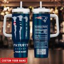 New England Patriots NFL Energy Nutrition Facts Custom Stanley Quencher 30oz-40oz Stainless Steel Tumbler Hot And Cold Tumbler