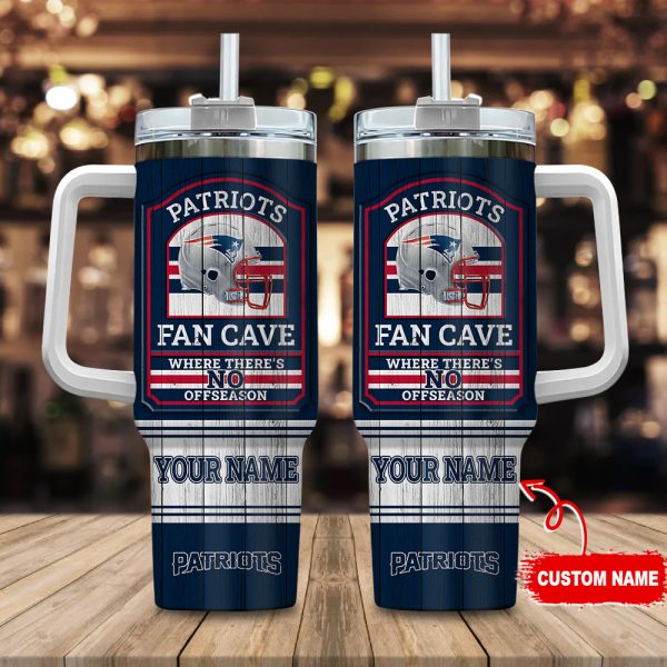 New England Patriots NFL Fan Cave Custom Stanley Quencher 30oz-40oz Stainless Steel Tumbler Hot And Cold Tumbler