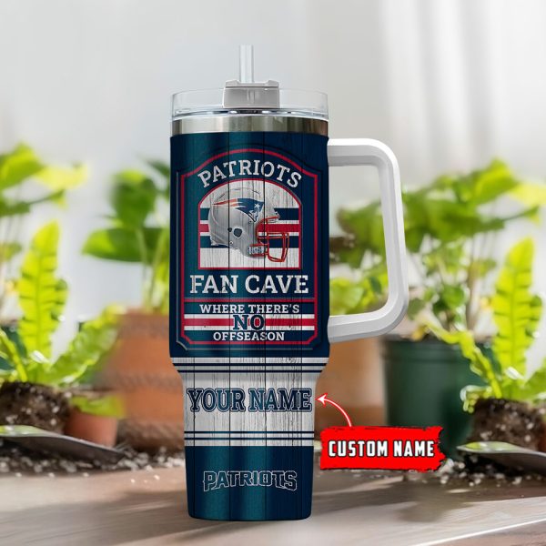 New England Patriots NFL Fan Cave Custom Stanley Quencher 30oz-40oz Stainless Steel Tumbler Hot And Cold Tumbler - Image 2
