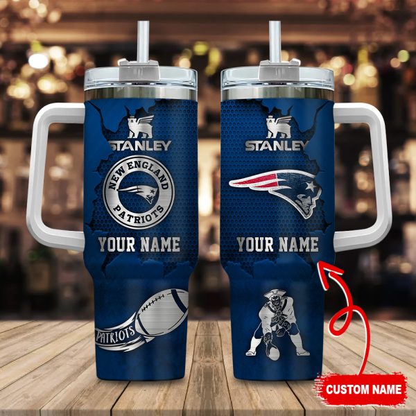 New England Patriots NFL Metal Style Custom Stanley Quencher 30oz-40oz Stainless Steel Tumbler Hot And Cold Tumbler