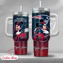 New England Patriots NFL Mickey Mouse Glitter Custom Stanley Quencher 30oz-40oz Stainless Steel Tumbler Hot And Cold Tumbler