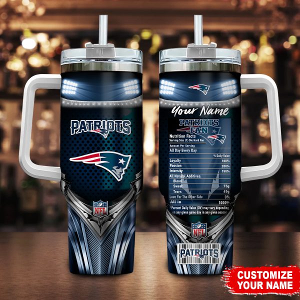 New England Patriots NFL Nutrition Facts Custom Stanley Quencher 30oz-40oz Stainless Steel Tumbler Hot And Cold Tumbler
