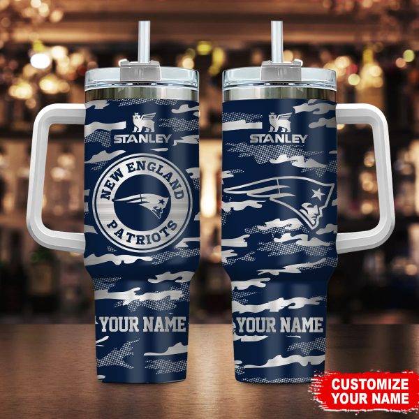 New England Patriots NFL Camo Pattern Custom Stanley Quencher 30oz-40oz Stainless Steel Tumbler Hot And Cold Tumbler