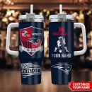 New England Patriots NFL Silver Logo Custom Stanley Quencher 30oz-40oz Stainless Steel Tumbler Hot And Cold Tumbler