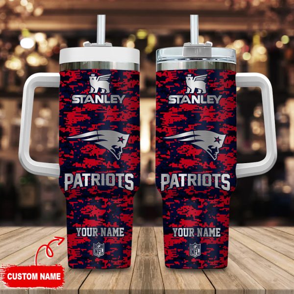 New England Patriots NFL Camouflage Silver Logo Custom Stanley Quencher 30oz-40oz Stainless Steel Tumbler Hot And Cold Tumbler