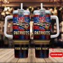 New England Patriots NFL Glitter Golden Logo Custom Stanley Quencher 30oz-40oz Stainless Steel Tumbler Hot And Cold Tumbler