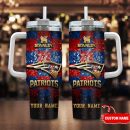 New England Patriots NFL Glitter Golden Logo Custom Stanley Quencher 30oz-40oz Stainless Steel Tumbler Hot And Cold Tumbler