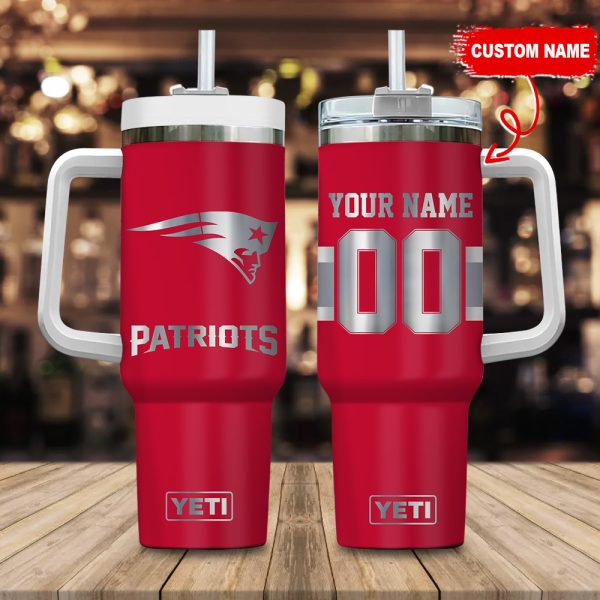 New England Patriots NFL Laser Engraved Effect Custom Stanley Quencher 30oz-40oz Stainless Steel Tumbler Hot And Cold Tumbler