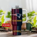 New England Patriots NFL Leather Effect Custom Stanley Quencher 30oz-40oz Stainless Steel Tumbler Hot And Cold Tumbler
