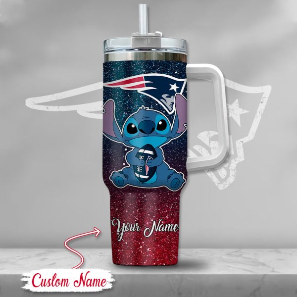 NFL New England Patriots Stitch Glitter Custom Stanley Quencher 30oz-40oz Stainless Steel Tumbler Hot And Cold Tumbler - Image 2