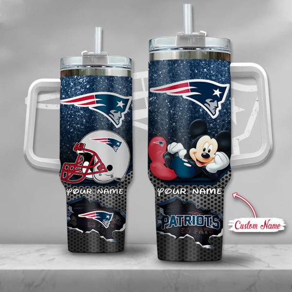 NFL New England Patriots Mickey Mouse Custom Stanley Quencher 30oz-40oz Stainless Steel Tumbler Hot And Cold Tumbler