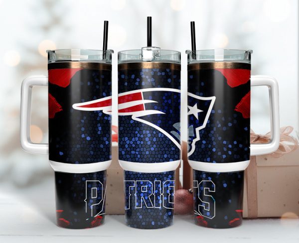 New England Patriots NFL Stained Glass Effect Custom Stanley Quencher 30oz-40oz Stainless Steel Tumbler Hot And Cold Tumbler