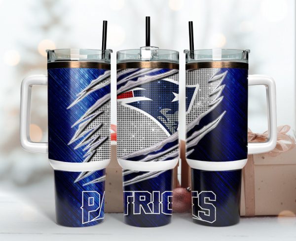 New England Patriots NFL Bling Effect Custom Stanley Quencher 30oz-40oz Stainless Steel Tumbler Hot And Cold Tumbler