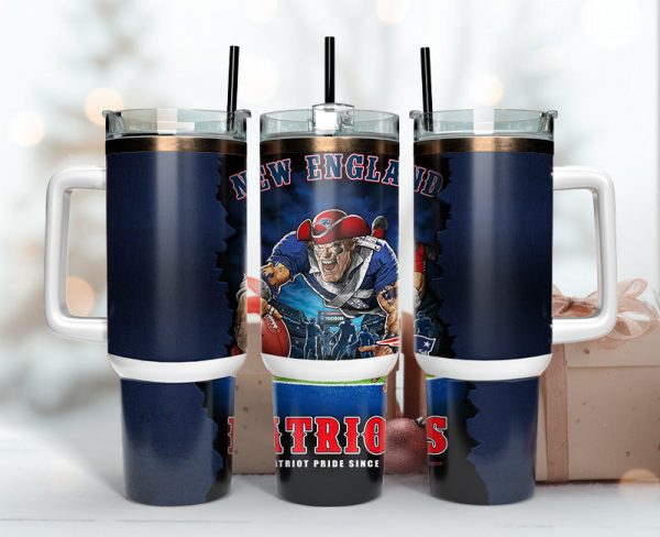 New England Patriots NFL Mascot Custom Stanley Quencher 30oz-40oz Stainless Steel Tumbler Hot And Cold Tumbler