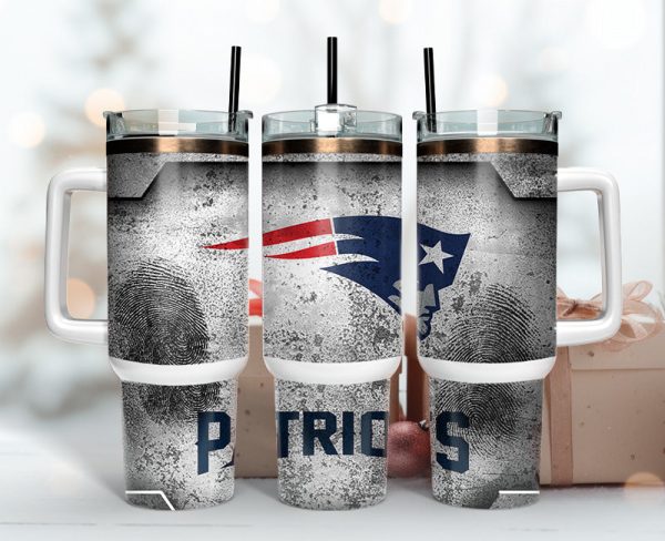 New England Patriots NFL Fingerprint Effect Custom Stanley Quencher 30oz-40oz Stainless Steel Tumbler Hot And Cold Tumbler