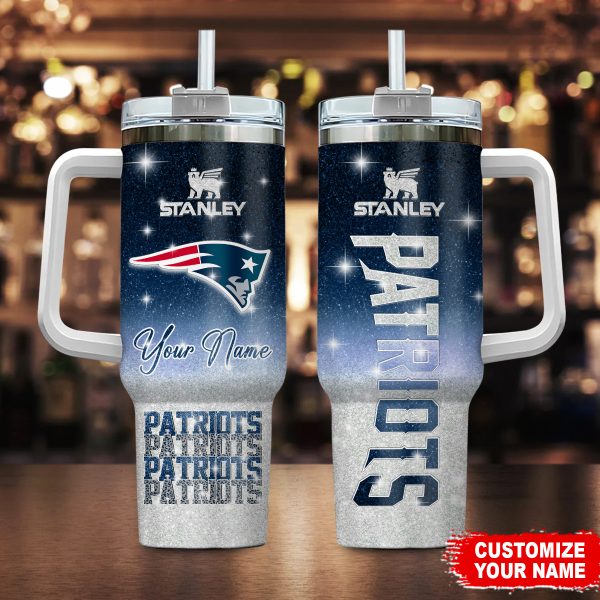 New England Patriots NFL Glitter Custom Stanley Quencher 30oz-40oz Stainless Steel Tumbler Hot And Cold Tumbler