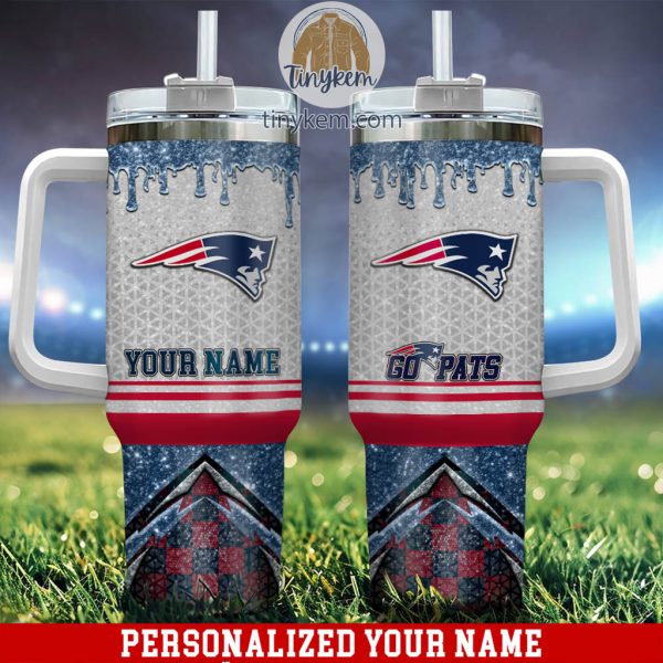 New England Patriots Glitter NFL Custom Stanley Quencher 30oz-40oz Stainless Steel Tumbler Hot And Cold Tumbler