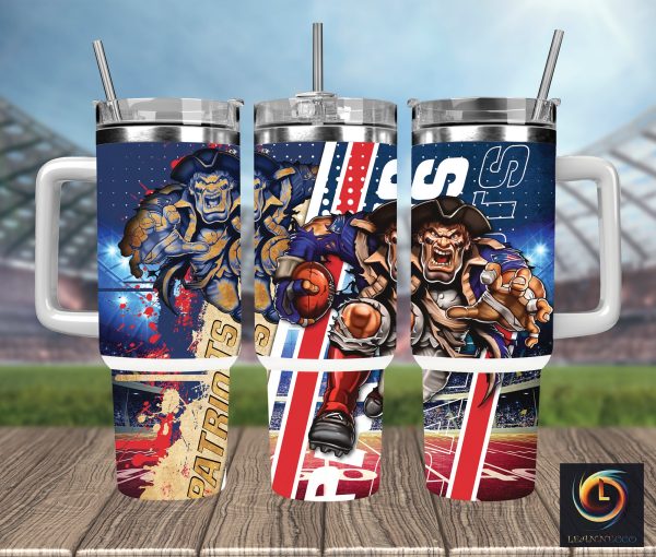 New England Patriots NFL Mascot Custom Stanley Quencher 30oz-40oz Stainless Steel Tumbler Hot And Cold Tumbler