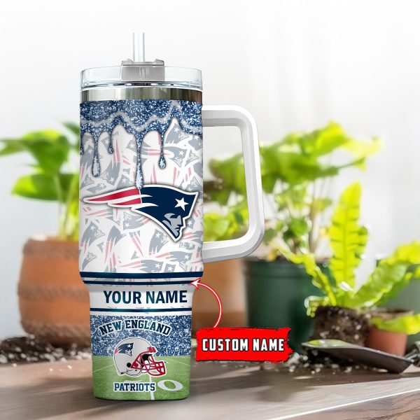 New England Patriots NFL Glitter Custom Stanley Quencher 30oz-40oz Stainless Steel Tumbler Hot And Cold Tumbler