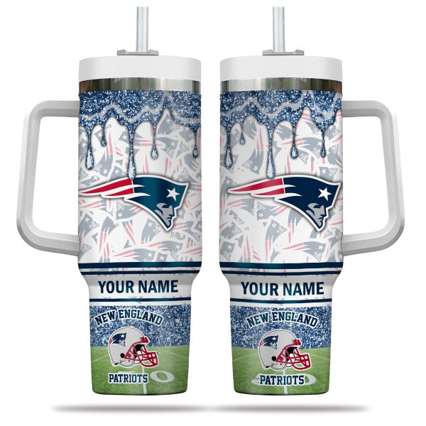 New England Patriots NFL Glitter Custom Stanley Quencher 30oz-40oz Stainless Steel Tumbler Hot And Cold Tumbler - Image 2