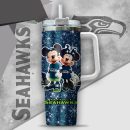 NFL Seattle Seahawks Mickey And Minnie Couple Custom Stanley Quencher 30oz-40oz Stainless Steel Tumbler Hot And Cold Tumbler