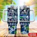 Seattle Seahawks NFL Tropical Floral Custom Stanley Quencher 30oz-40oz Stainless Steel