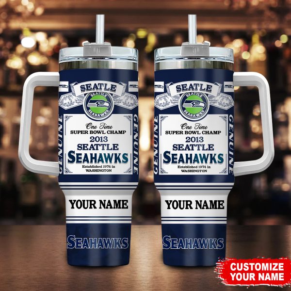 Seattle Seahawks NFL Super Bowl Champs Pride Custom Stanley Quencher 30oz-40oz Stainless Steel Tumbler Hot And Cold Tumbler