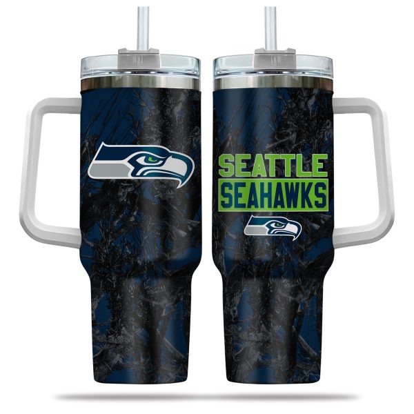 Seattle Seahawks NFL Hunting Custom Stanley Quencher 30oz-40oz Stainless Steel Tumbler Hot And Cold Tumbler