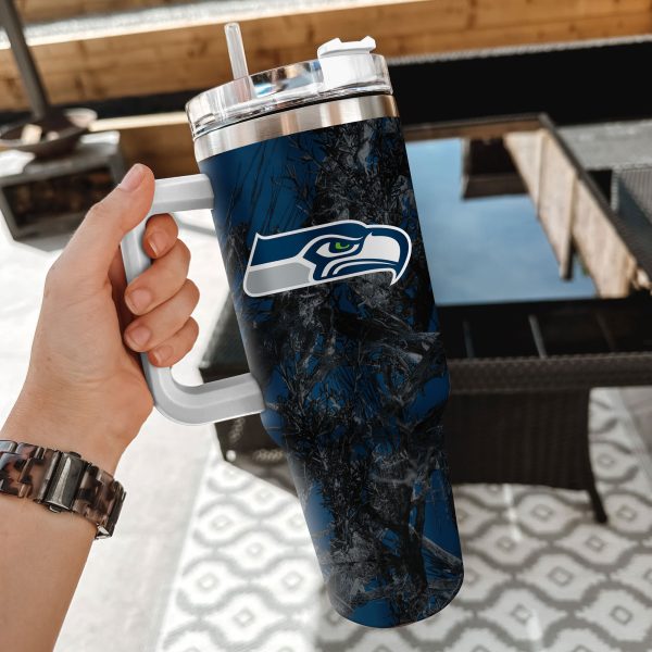 Seattle Seahawks NFL Hunting Custom Stanley Quencher 30oz-40oz Stainless Steel Tumbler Hot And Cold Tumbler - Image 2