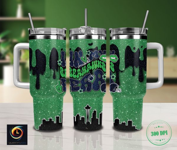 Seattle Seahawks NFL Glitter Custom Stanley Quencher 30oz-40oz Stainless Steel Tumbler Hot And Cold Tumbler