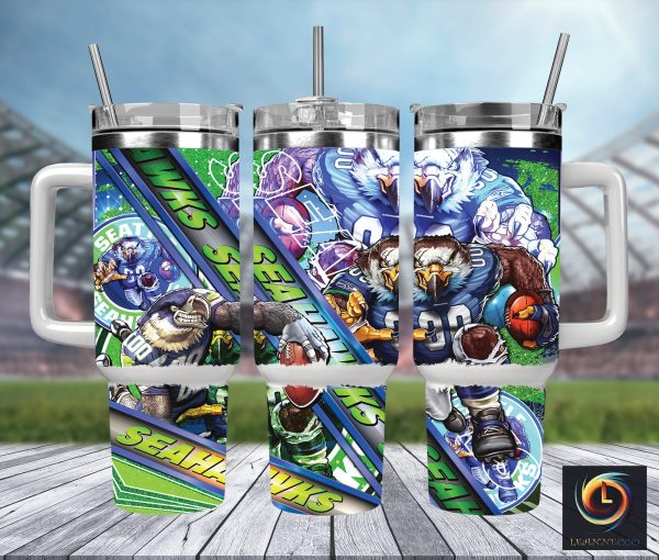 Seattle Seahawks NFL Mascot Custom Stanley Quencher 30oz-40oz Stainless Steel Tumbler Hot And Cold Tumbler