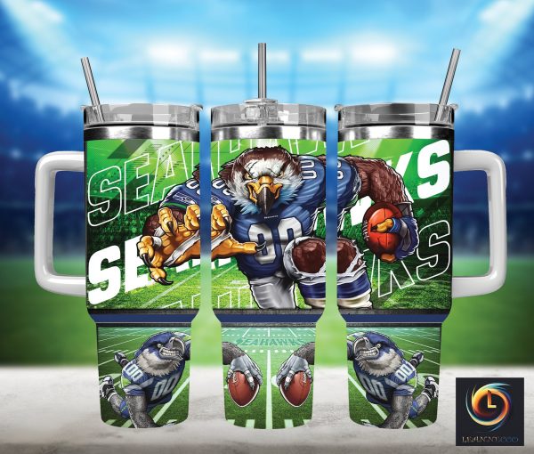 Seattle Seahawks NFL Mascot Custom Stanley Quencher 30oz-40oz Stainless Steel Tumbler Hot And Cold Tumbler